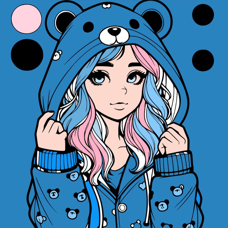 realistic girl in a animal pjs hoodie