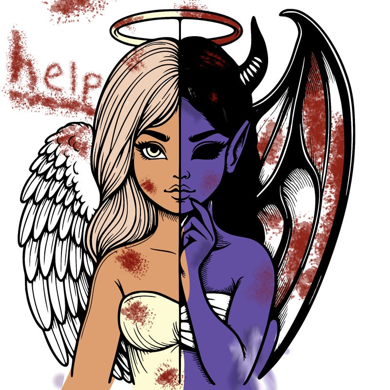 realistic angel half demon
