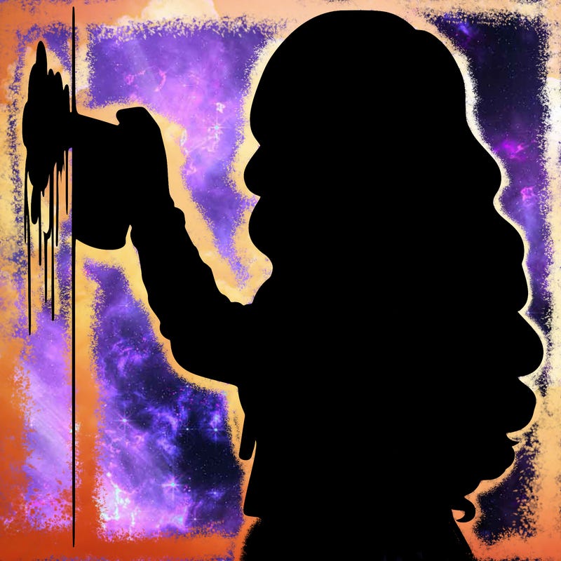 realistic girl with mask spray painting a wall