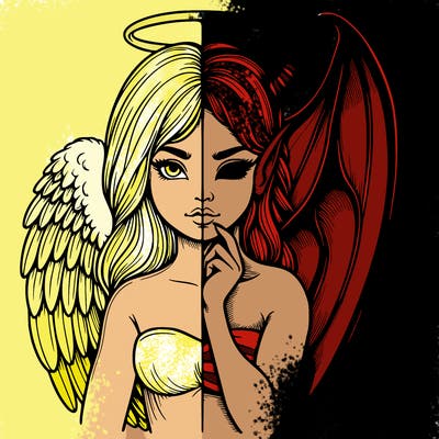 realistic angel half demon