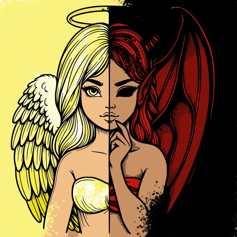 realistic angel half demon