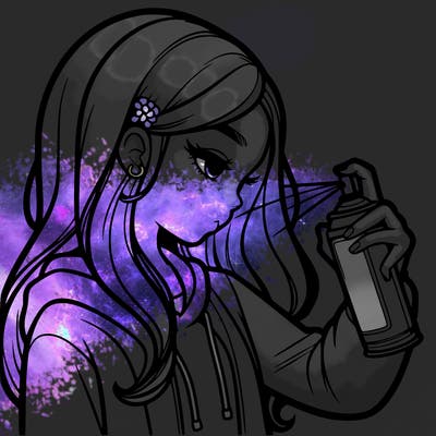 a realistic girl spray painting