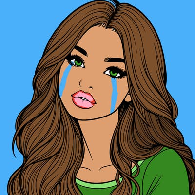 realistic girl with hair on her hair and lips