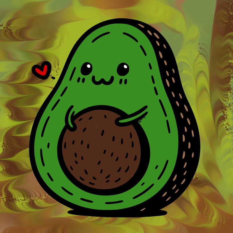 an avocado hugging an avocado