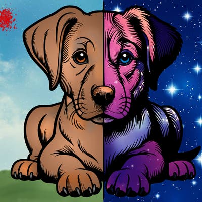 realistic dog split picture