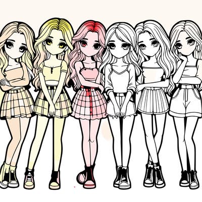 a group of girls realistic