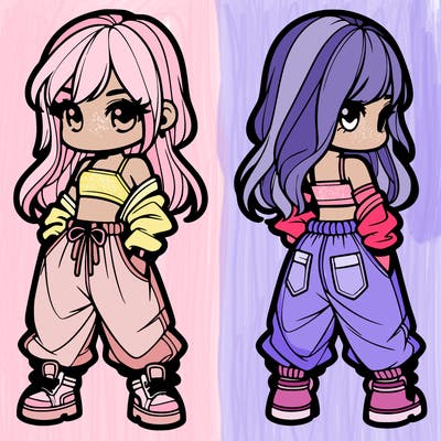 girl in crop top and baggy pants