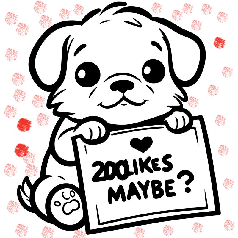 a puppy holding a sign that says 2 likes maybe?