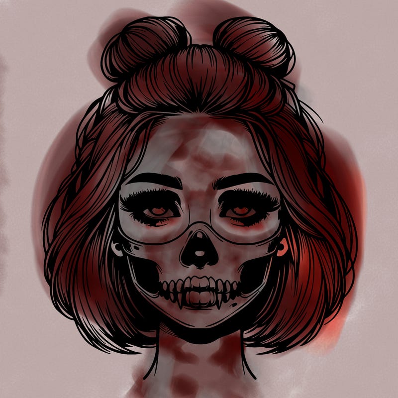 realistic girl with a skull mask