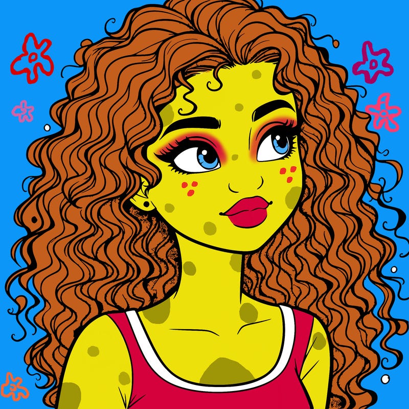 realistic girl with curly hair