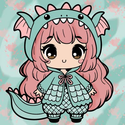 a cute girl wearing a dragon outfit