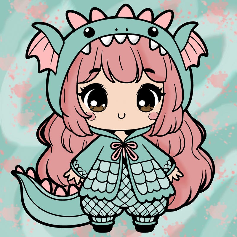a cute girl wearing a dragon outfit
