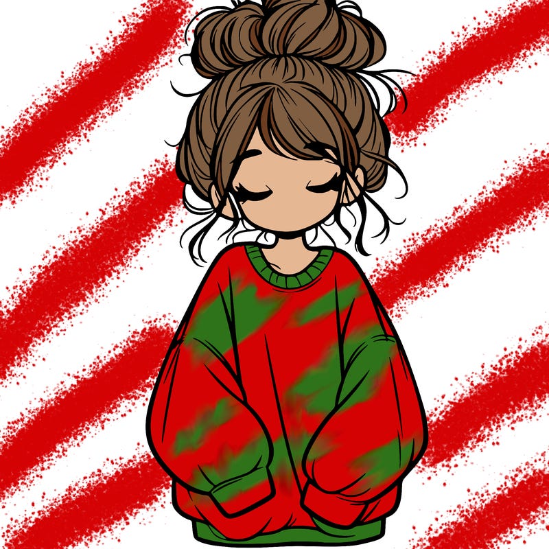 girl with baggy sweatshirt and messy bun