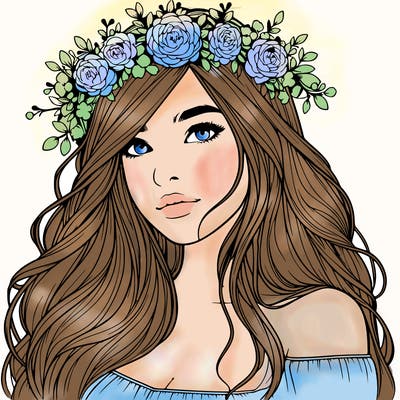 realistic girl with flower crown