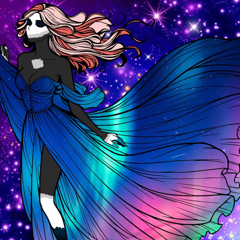 realistic woman in dress flowing the the wind