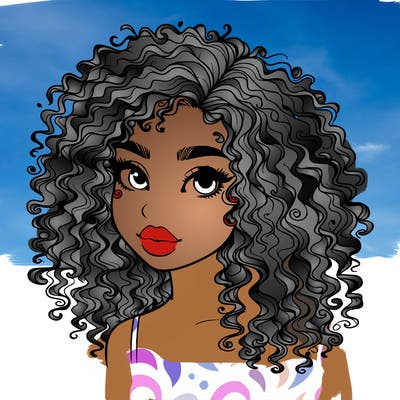 girl with curly hair realistic