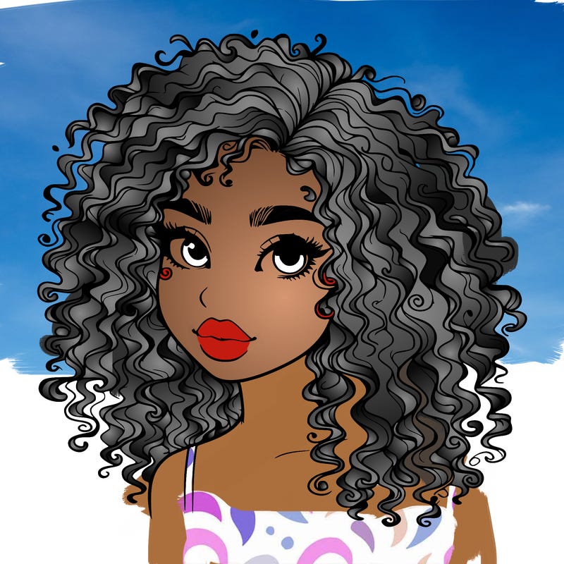 girl with curly hair realistic