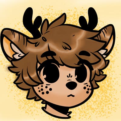 a humanoid deer with soft fluffy ears