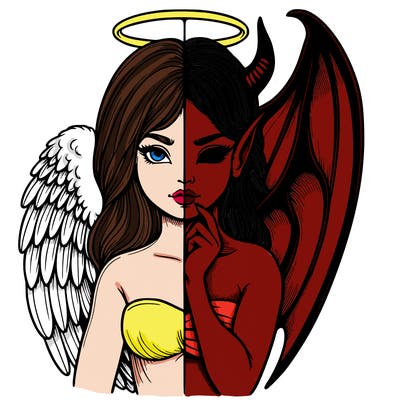 realistic angel half demon