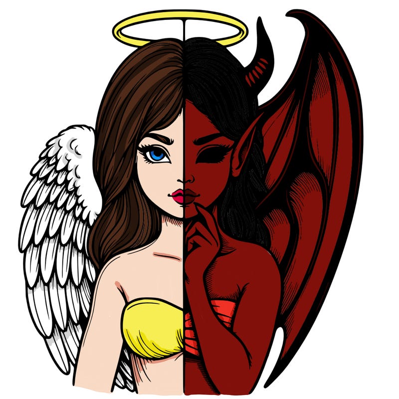 realistic angel half demon