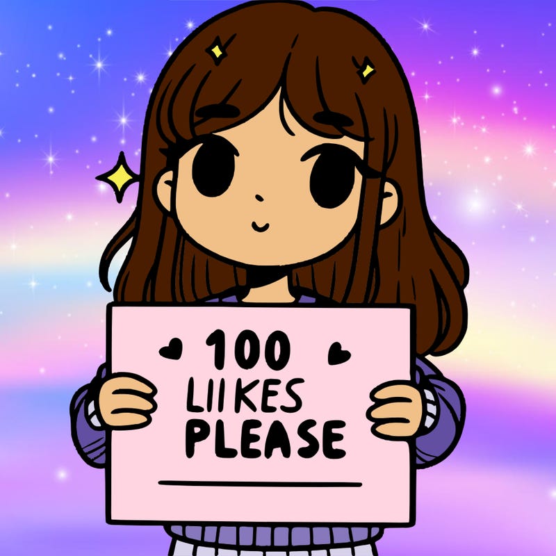 a girl holding up a sign saying 100 likes please
