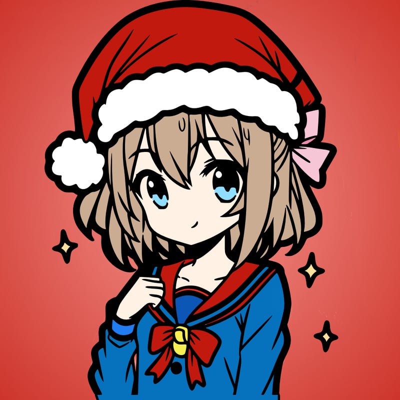 anime girl wearing a santa hat
