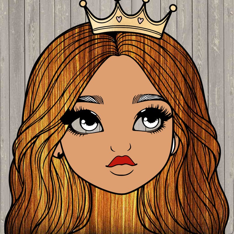 a realistic girl with a crown on