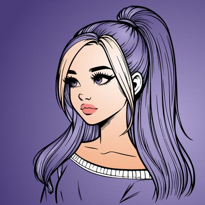 realistic girl with a high ponytail