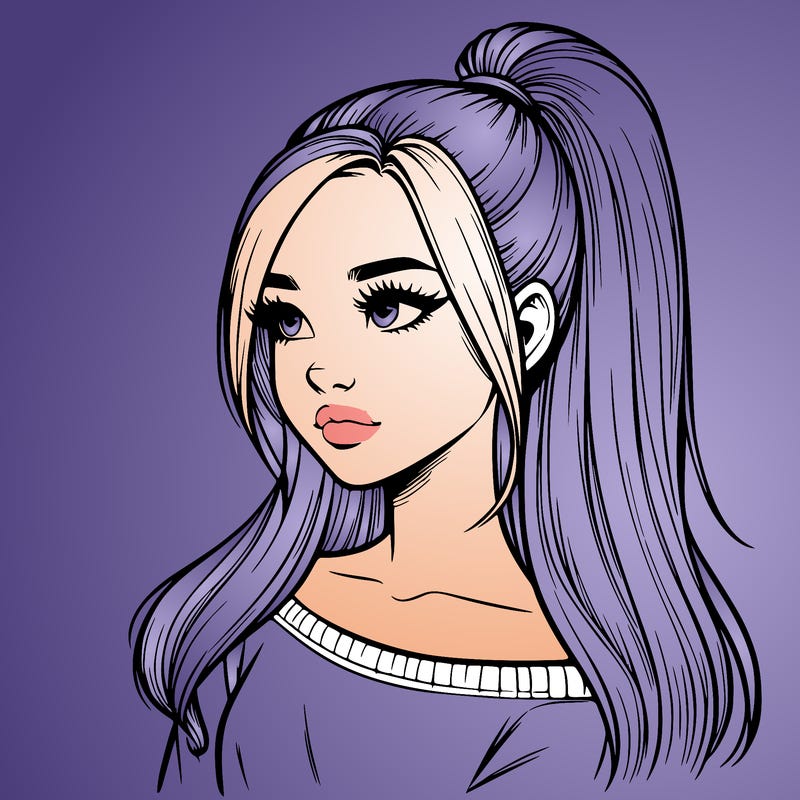 realistic girl with a high ponytail