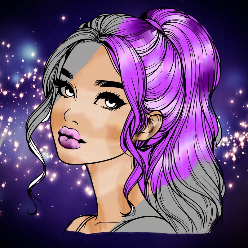 realistic girl with a ponytail on her hair and lips