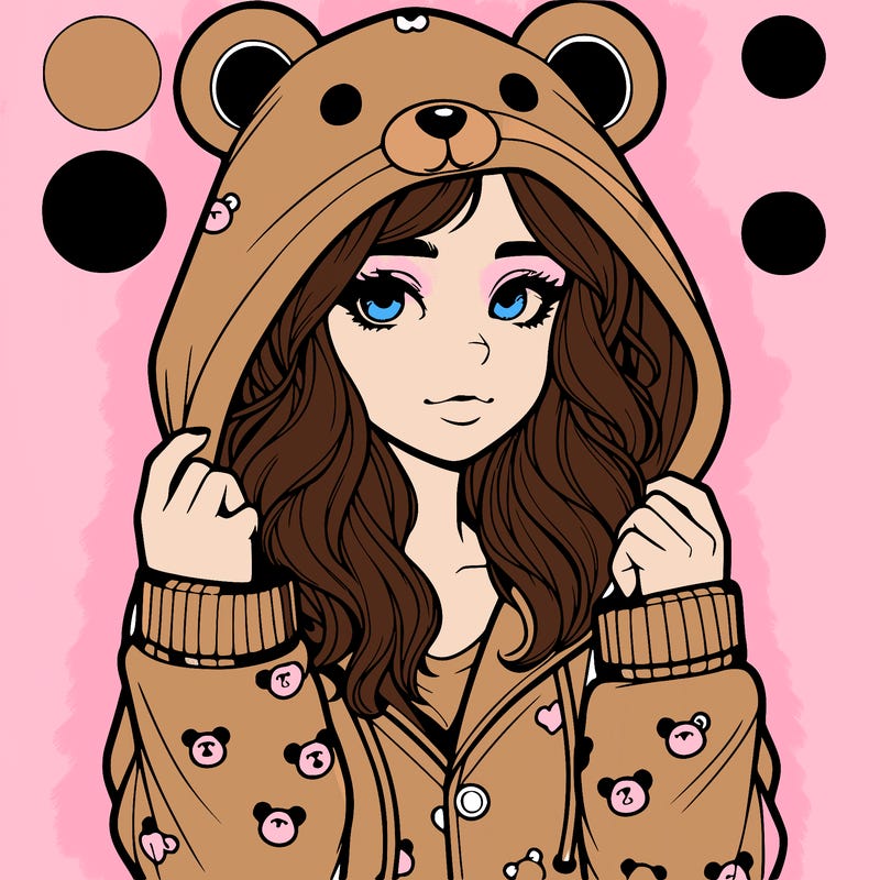 realistic girl in a animal pjs hoodie