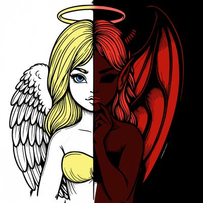 realistic angel half demon