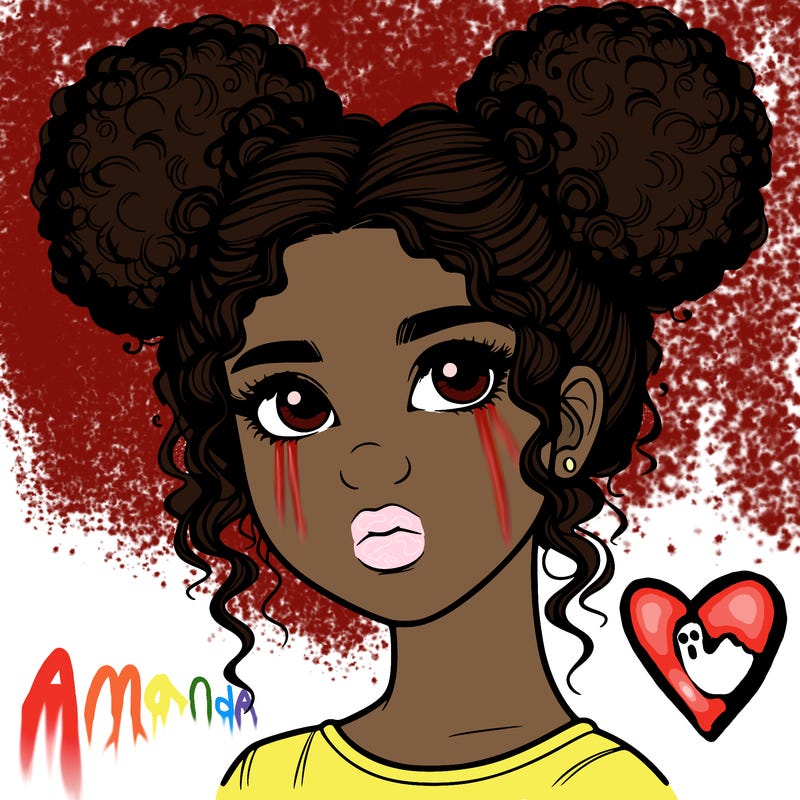 realistic girl with curly buns on the top of her head