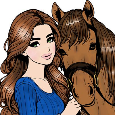 realistic girl with horse