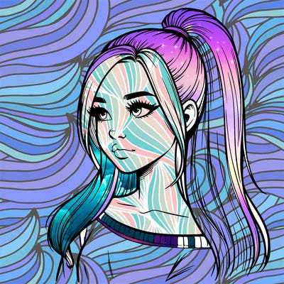 realistic girl with a high ponytail