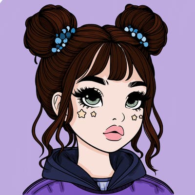 realistic girl with space buns