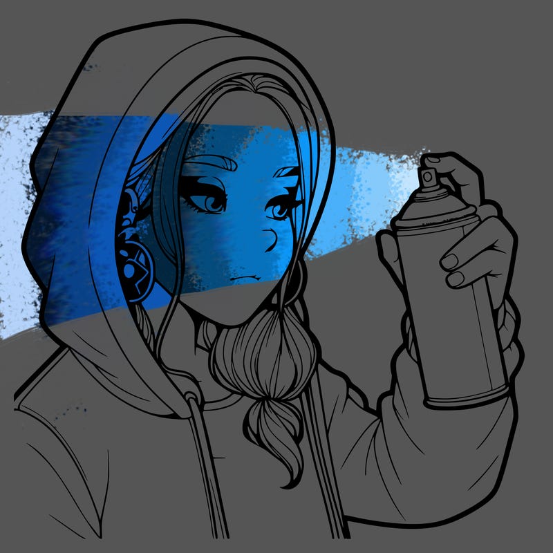 a realistic girl, spray painting
