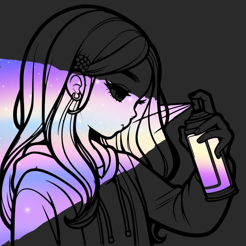 a realistic girl spray painting