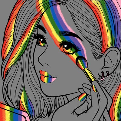 a realistic girl doing her makeup