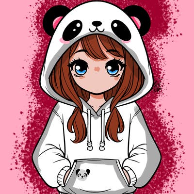 girl in panda hoodie