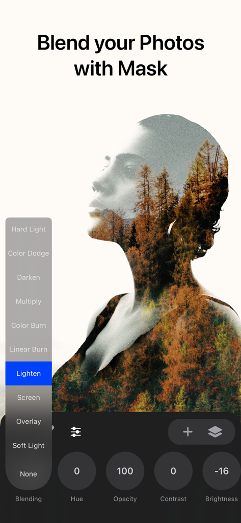Trigraphy Photo Art Editor - Double exposure photo editing using blending and masks in Trigraphy app