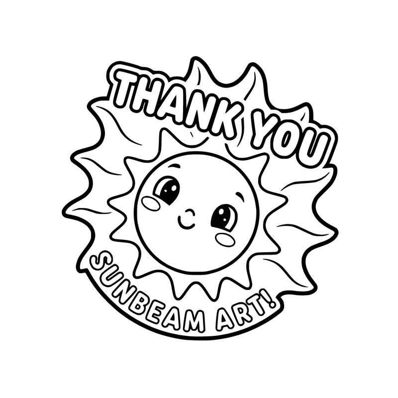 a cute realistic sign that says thank you sunbeam art!