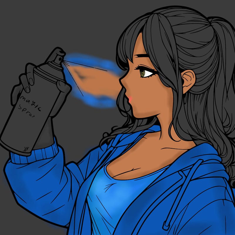 a realistic girl spray, painting