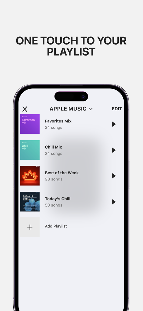 A smartphone screen displaying the UE BOOM app interface for setting up one-touch playlist shortcuts for portable speakers.