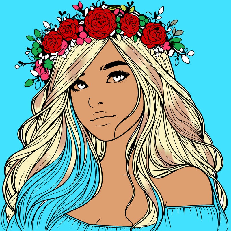 realistic girl with flower crown