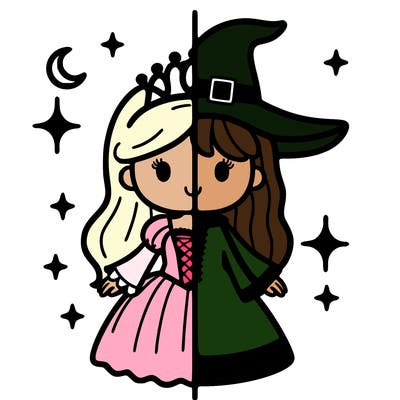 split princess and witch