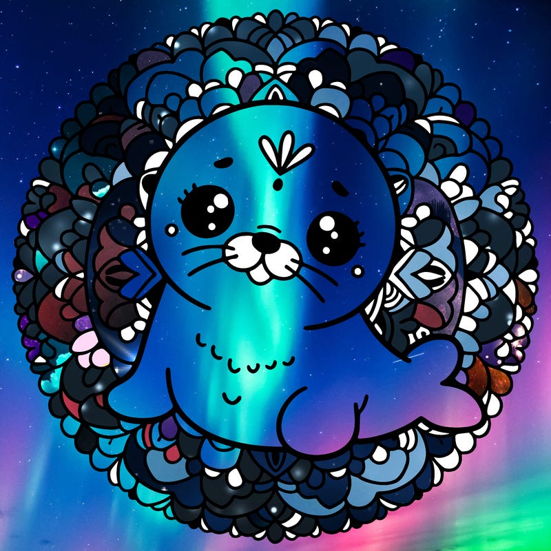 a cute baby seal mandala
