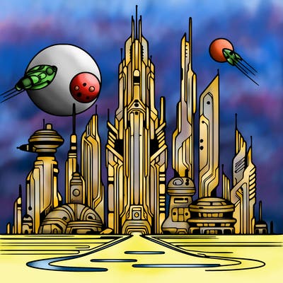 futuristic city%2c very thin lines