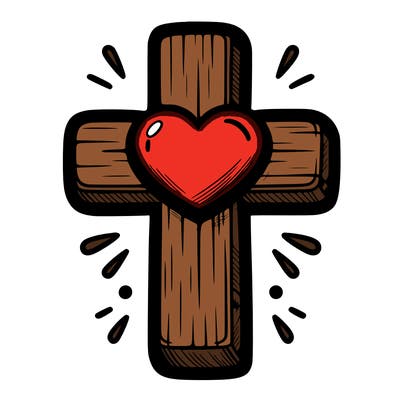 christian cross with heart
