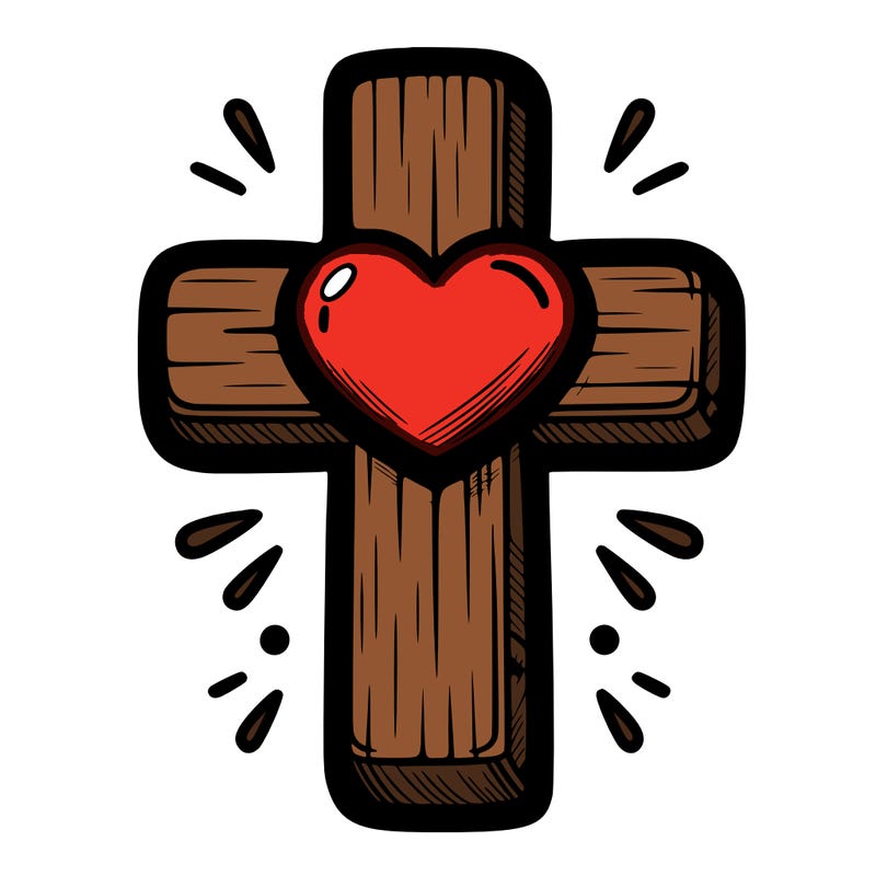 christian cross with heart